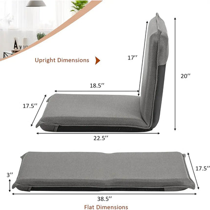 Adjustable 6 positions Folding Lazy Man Sofa Chair Floor Chair-Gray - Gray - Floor Chairs