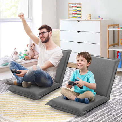 Adjustable 6 positions Folding Lazy Man Sofa Chair Floor Chair-Gray - Gray - Floor Chairs