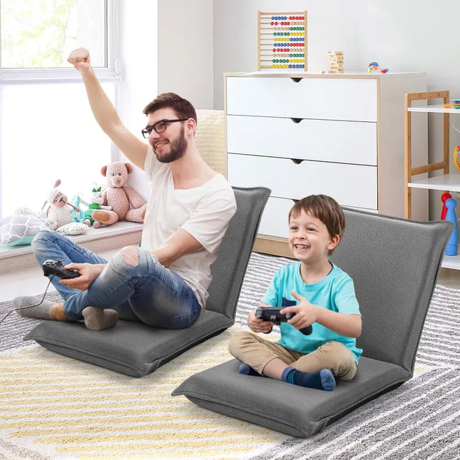 Adjustable 6 positions Folding Lazy Man Sofa Chair Floor Chair-Gray - Gray - Floor Chairs