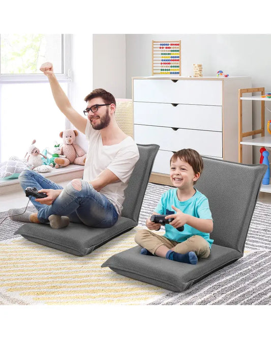 Adjustable 6 positions Folding Lazy Man Sofa Chair Floor Chair-Gray - Gray - Floor Chairs