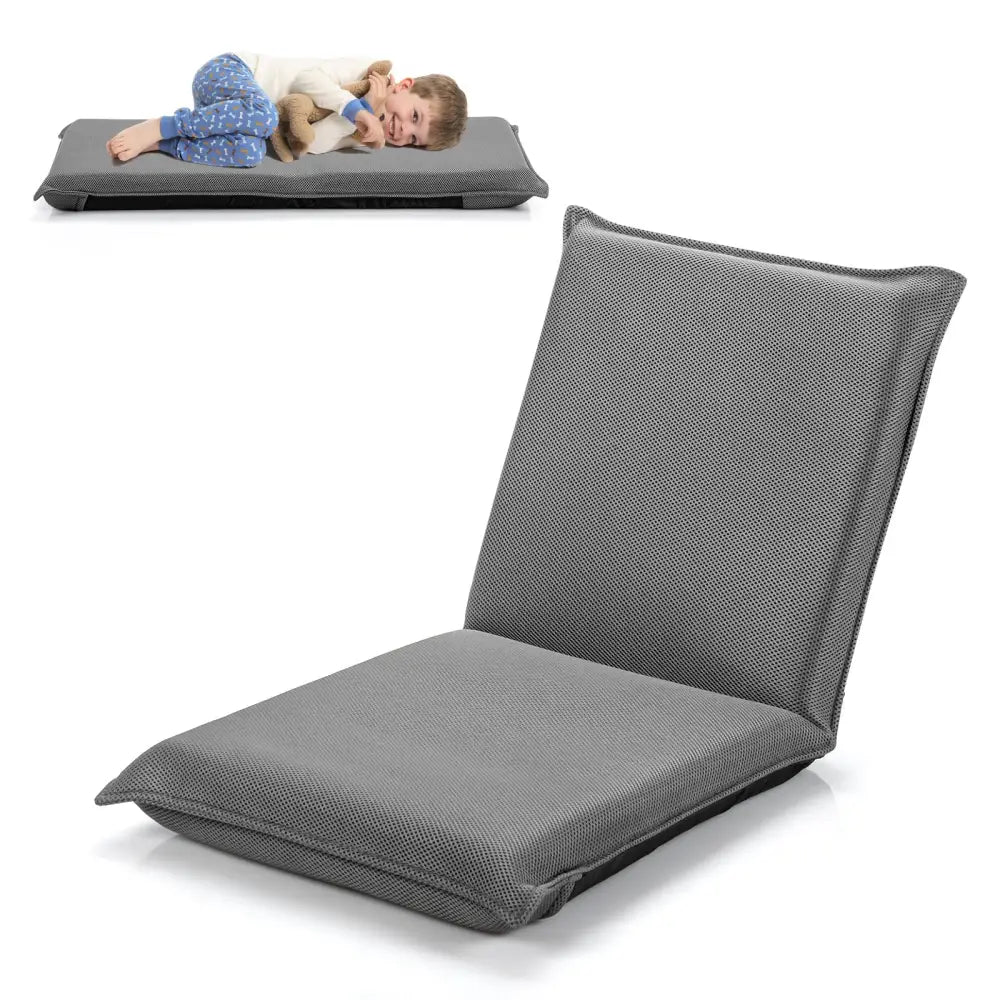 Adjustable 6 positions Folding Lazy Man Sofa Chair Floor Chair-Gray - Gray - Floor Chairs