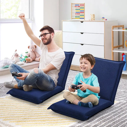 Adjustable 6 positions Folding Lazy Man Sofa Chair Floor Chair-Navy - Navy - Floor Chairs