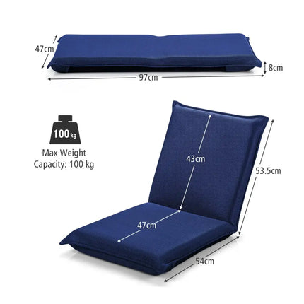 Adjustable 6 positions Folding Lazy Man Sofa Chair Floor Chair-Navy - Navy - Floor Chairs