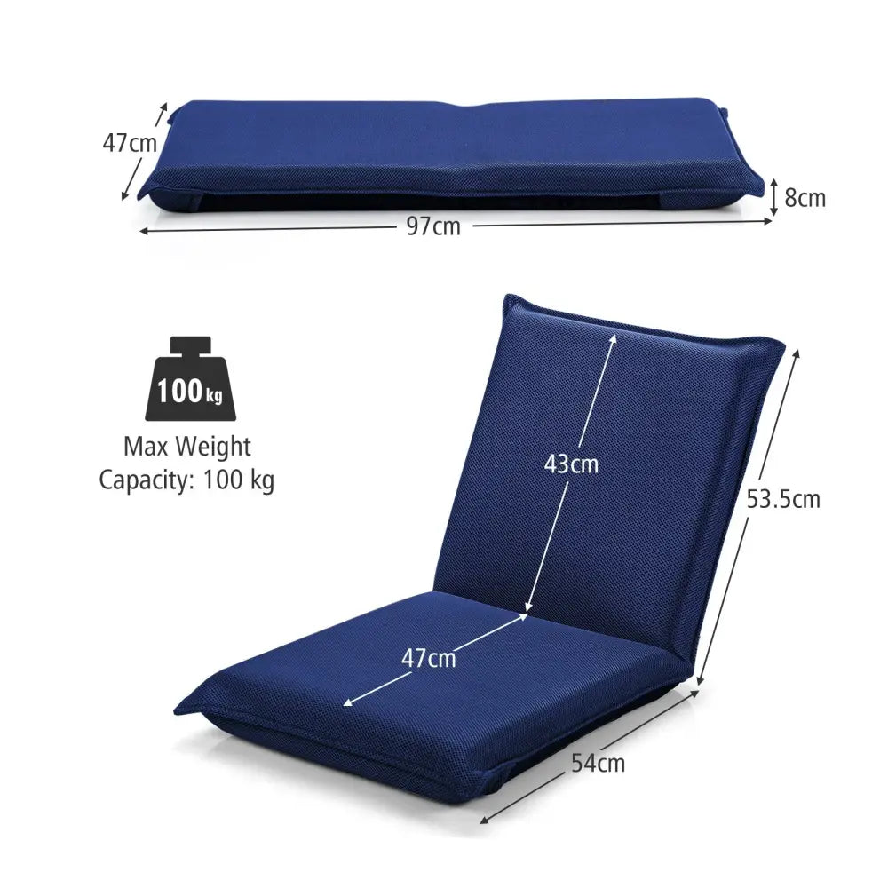 Adjustable 6 positions Folding Lazy Man Sofa Chair Floor Chair-Navy - Navy - Floor Chairs