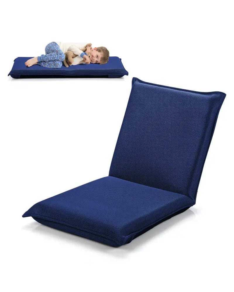Adjustable 6 positions Folding Lazy Man Sofa Chair Floor Chair-Navy - Navy - Floor Chairs