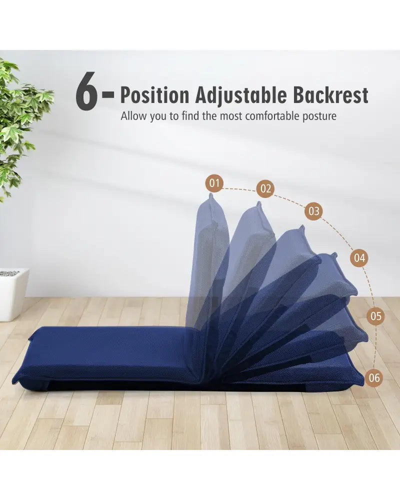 Adjustable 6 positions Folding Lazy Man Sofa Chair Floor Chair-Navy - Navy - Floor Chairs