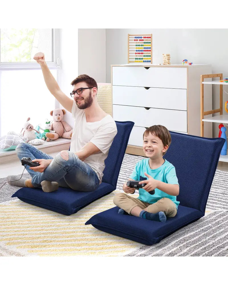 Adjustable 6 positions Folding Lazy Man Sofa Chair Floor Chair-Navy - Navy - Floor Chairs