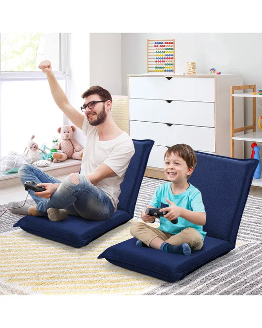Adjustable 6 positions Folding Lazy Man Sofa Chair Floor Chair-Navy - Navy - Floor Chairs