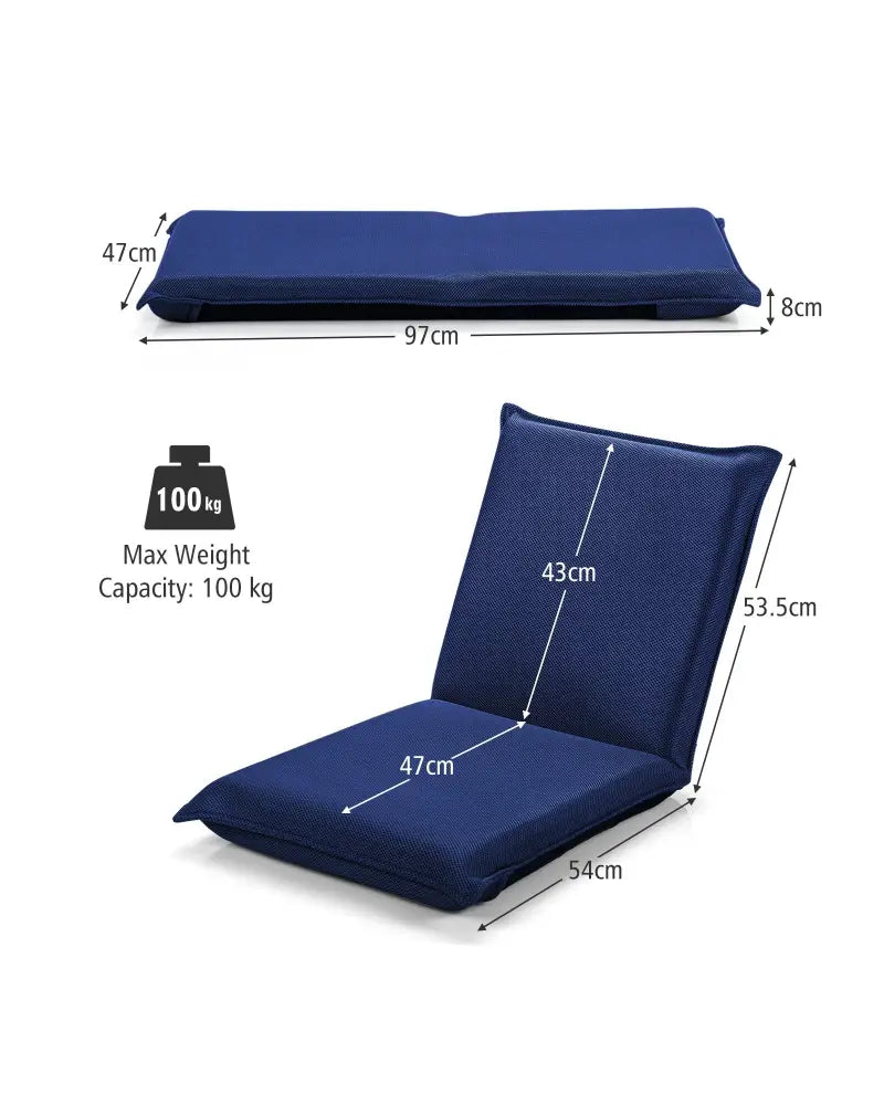 Adjustable 6 positions Folding Lazy Man Sofa Chair Floor Chair-Navy - Navy - Floor Chairs