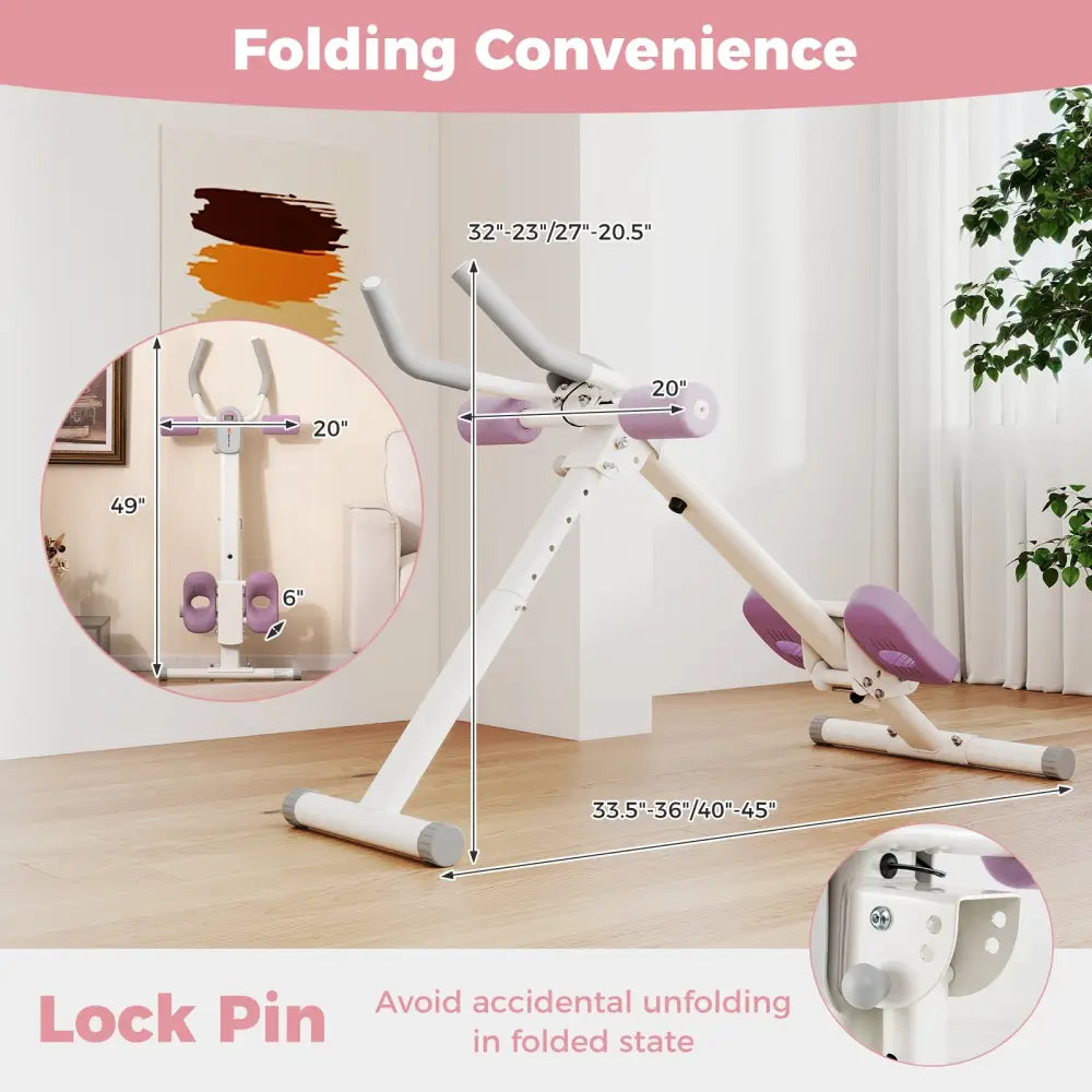 Adjustable Abdominal Trainer Ab Workout Machine Foldable Ab Cruncher-White - White - Rowing Machines