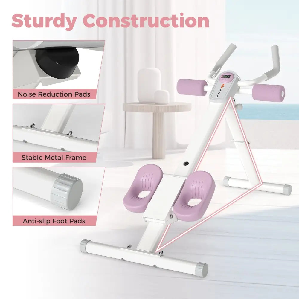 Adjustable Abdominal Trainer Ab Workout Machine Foldable Ab Cruncher-White - White - Rowing Machines