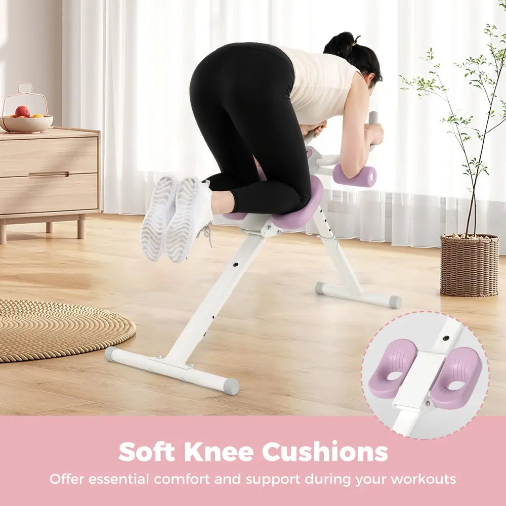 Adjustable Abdominal Trainer Ab Workout Machine Foldable Ab Cruncher-White - White - Rowing Machines