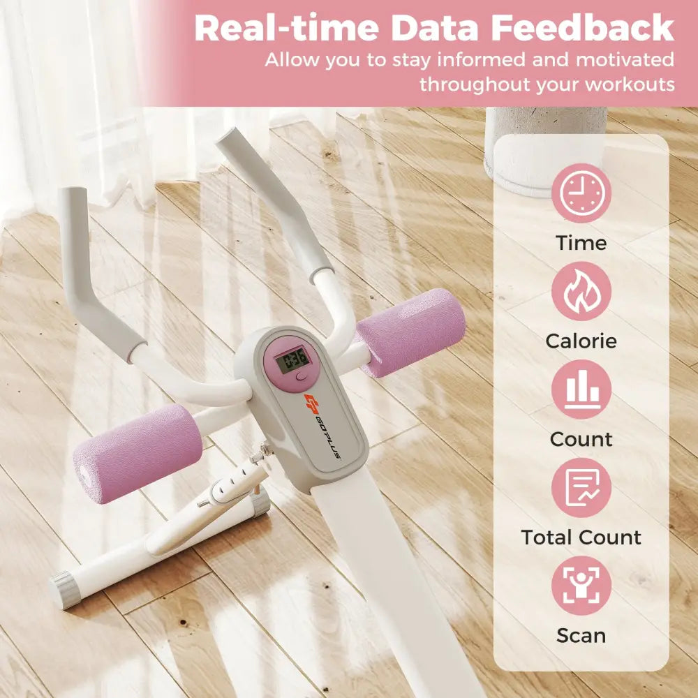 Adjustable Abdominal Trainer Ab Workout Machine Foldable Ab Cruncher-White - White - Rowing Machines