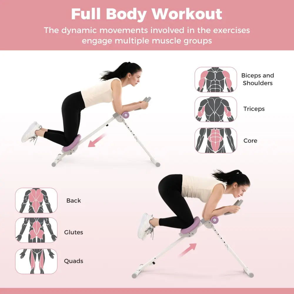 Adjustable Abdominal Trainer Ab Workout Machine Foldable Ab Cruncher-White - White - Rowing Machines