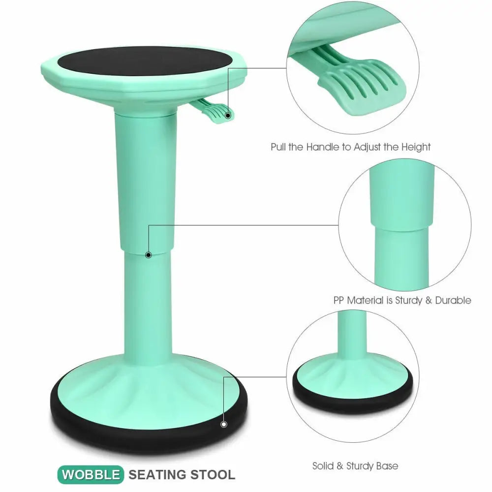Adjustable Active Learning Stool Sitting Home Office Wobble Chair with Cushion Seat -Green - Green - Kneeling Chairs