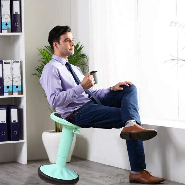 Adjustable Active Learning Stool Sitting Home Office Wobble Chair with Cushion Seat -Green - Green - Kneeling Chairs