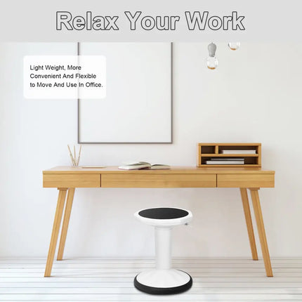 Adjustable Active Learning Stool Sitting Home Office Wobble Chair with Cushion Seat-White - White - Kneeling Chairs