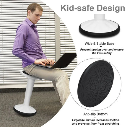 Adjustable Active Learning Stool Sitting Home Office Wobble Chair with Cushion Seat-White - White - Kneeling Chairs