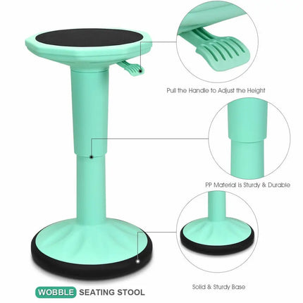 Adjustable Active Learning Stool Sitting Home Office Wobble Chair with Cushion Seat -Green - Green - Kneeling Chairs