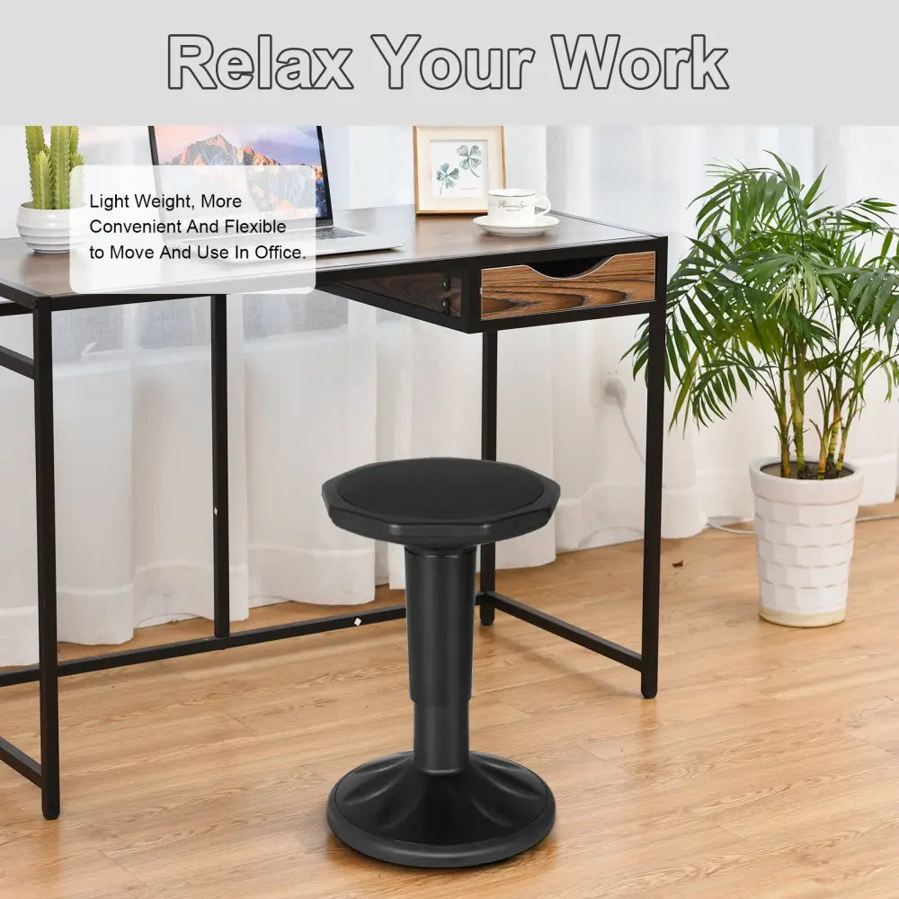 Adjustable Active Learning Stool Sitting Home Office Wobble Chair with Cushion Seat -Black - Black - Kneeling Chairs