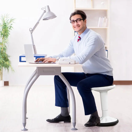 Adjustable Active Learning Stool Sitting Home Office Wobble Chair with Cushion Seat-White - White - Kneeling Chairs