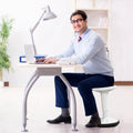 Adjustable Active Learning Stool Sitting Home Office Wobble Chair with Cushion Seat-White - White - Kneeling Chairs