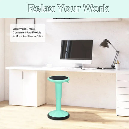 Adjustable Active Learning Stool Sitting Home Office Wobble Chair with Cushion Seat -Green - Green - Kneeling Chairs