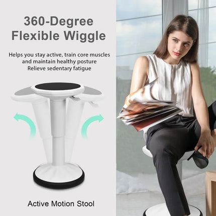 Adjustable Active Learning Stool Sitting Home Office Wobble Chair with Cushion Seat-White - White - Kneeling Chairs