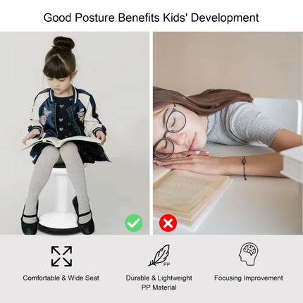 Adjustable Active Learning Stool Sitting Home Office Wobble Chair with Cushion Seat-White - White - Kneeling Chairs