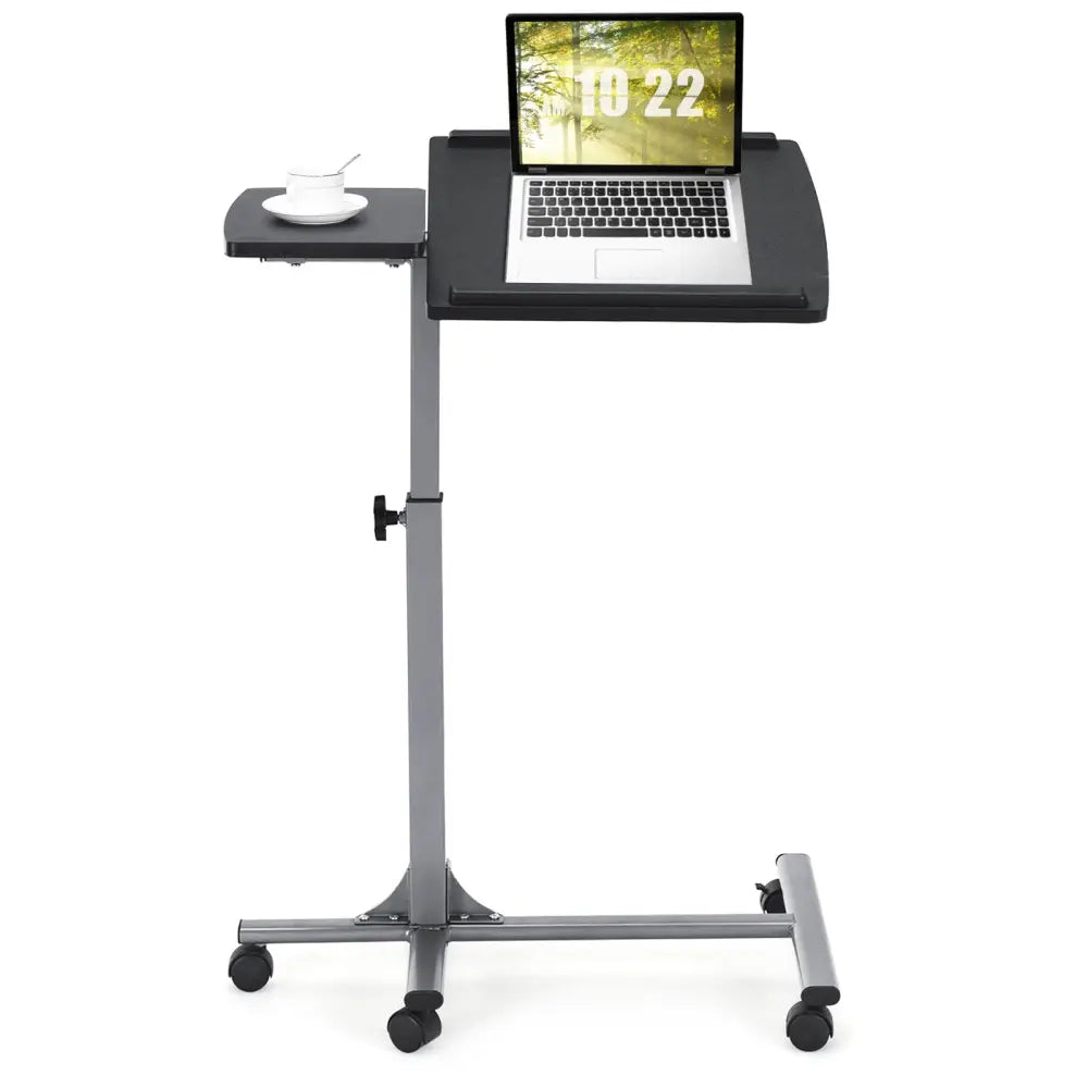 Adjustable Angle Height Rolling Laptop Table - Black - Laptop Tables & Printer Stands