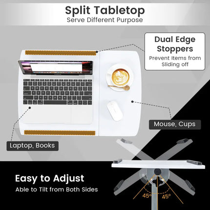Adjustable Angle Height Rolling Laptop Table-White - White - Laptop Tables & Printer Stands