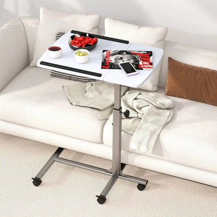 Adjustable Angle Height Rolling Laptop Table-White - White - Laptop Tables & Printer Stands