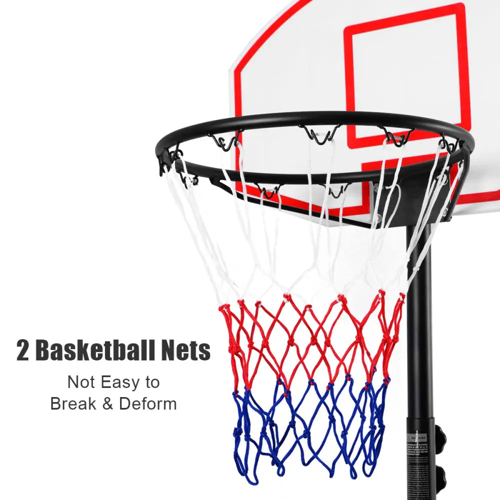 Adjustable Basketball Hoop System Stand with Wheels - Black - Sport Equipments