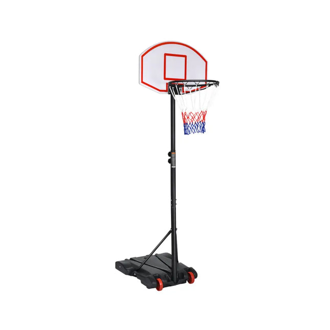 Adjustable Basketball Hoop System Stand with Wheels - Black - Sport Equipments