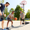 Adjustable Basketball Hoop System Stand with Wheels - Black - Sport Equipments
