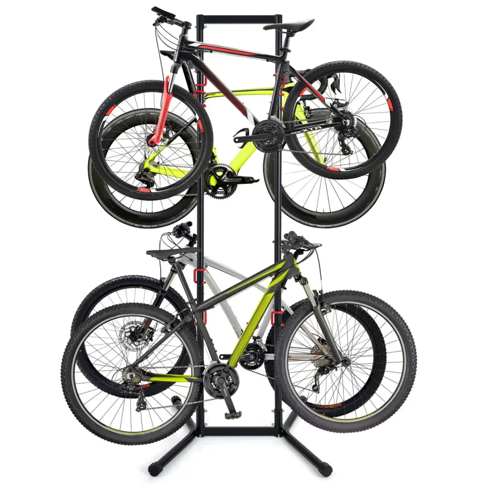 Adjustable Bike Storage Rack with Vertical Stand for 4 Bikes and Garage - Garages