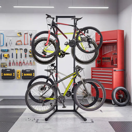 Adjustable Bike Storage Rack with Vertical Stand for 4 Bikes and Garage - Garages