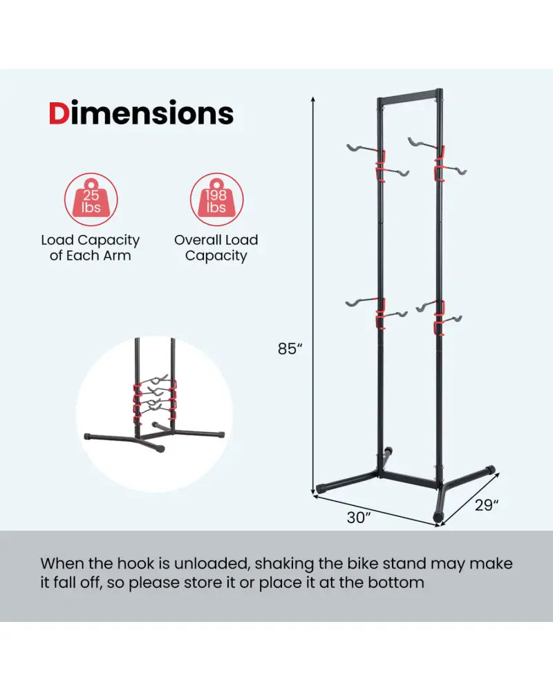 Adjustable Bike Storage Rack with Vertical Stand for 4 Bikes and Garage - Garages