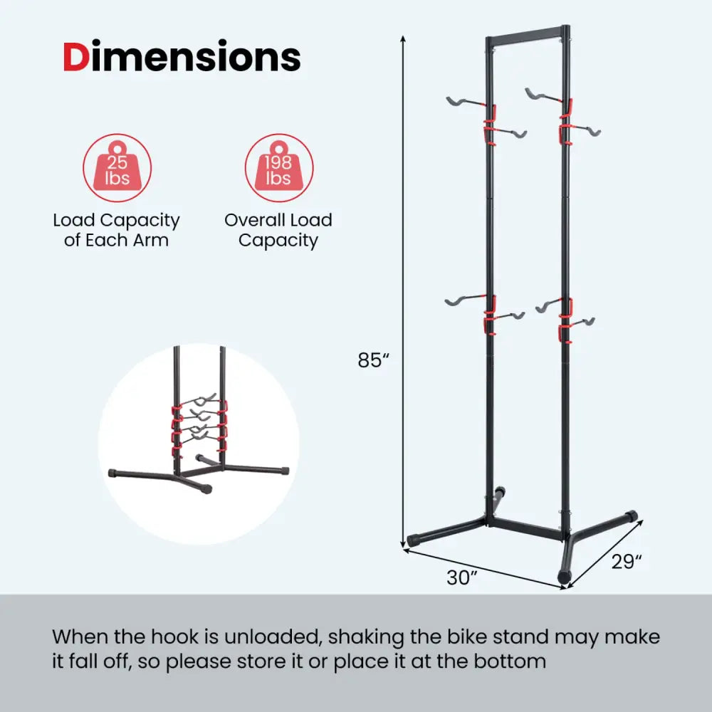 Adjustable Bike Storage Rack with Vertical Stand for 4 Bikes and Garage - Garages
