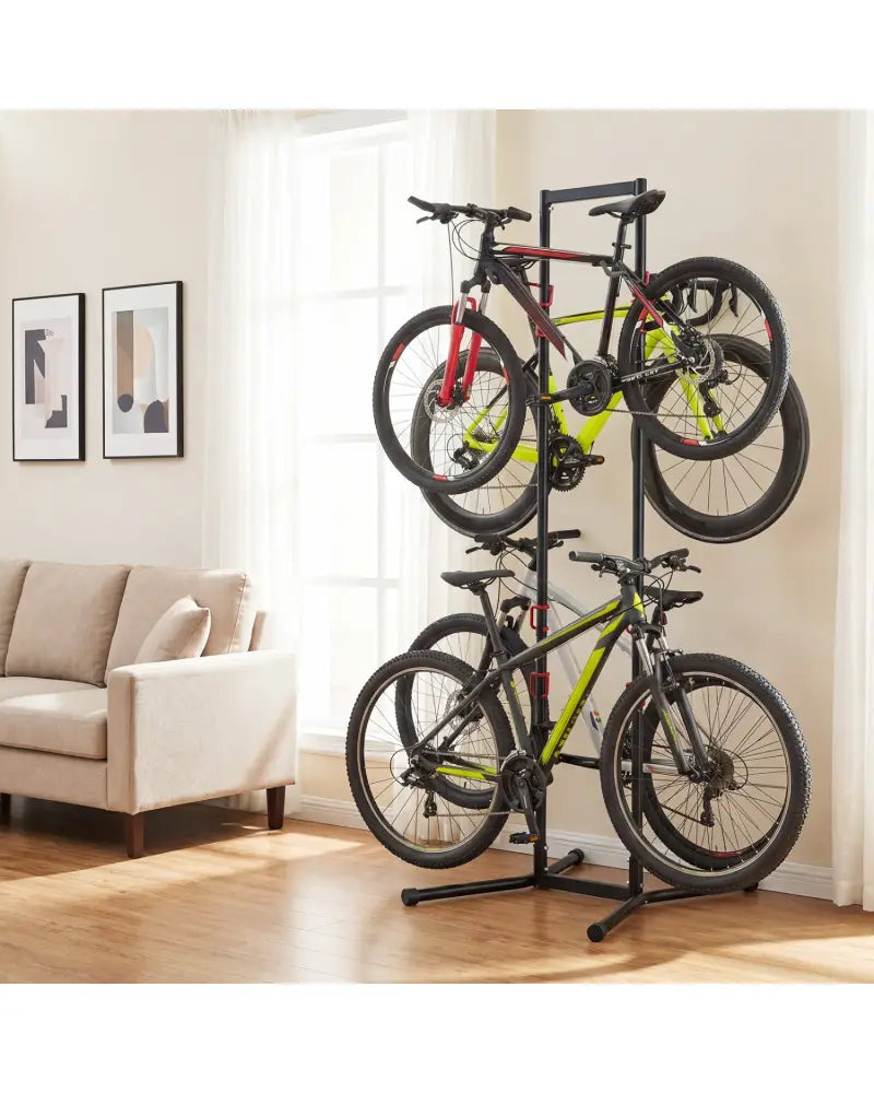 Adjustable Bike Storage Rack with Vertical Stand for 4 Bikes and Garage - Garages