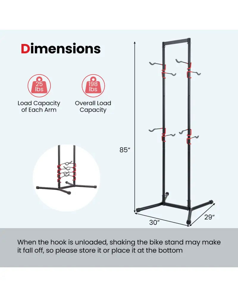 Adjustable Bike Storage Rack with Vertical Stand for 4 Bikes and Garage - Garages