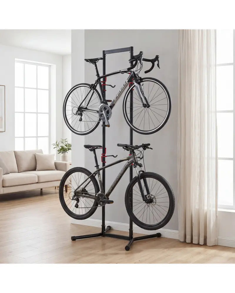 Adjustable Bike Storage Rack with Vertical Stand for 4 Bikes and Garage - Garages