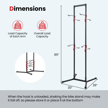 Adjustable Bike Storage Rack with Vertical Stand for 4 Bikes and Garage - Garages