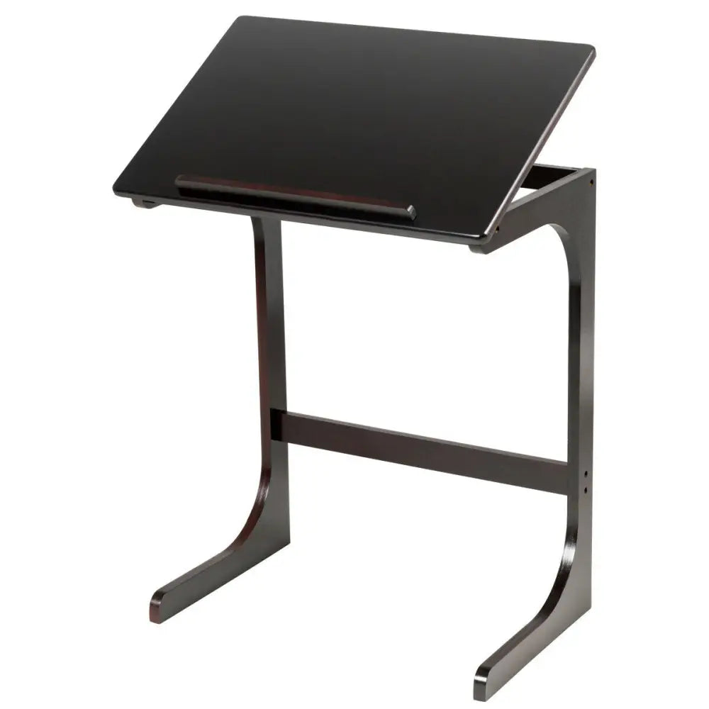 Adjustable C-Shape Couch End Table wth Tilting Top-Brown - Brown - End & Side Tables