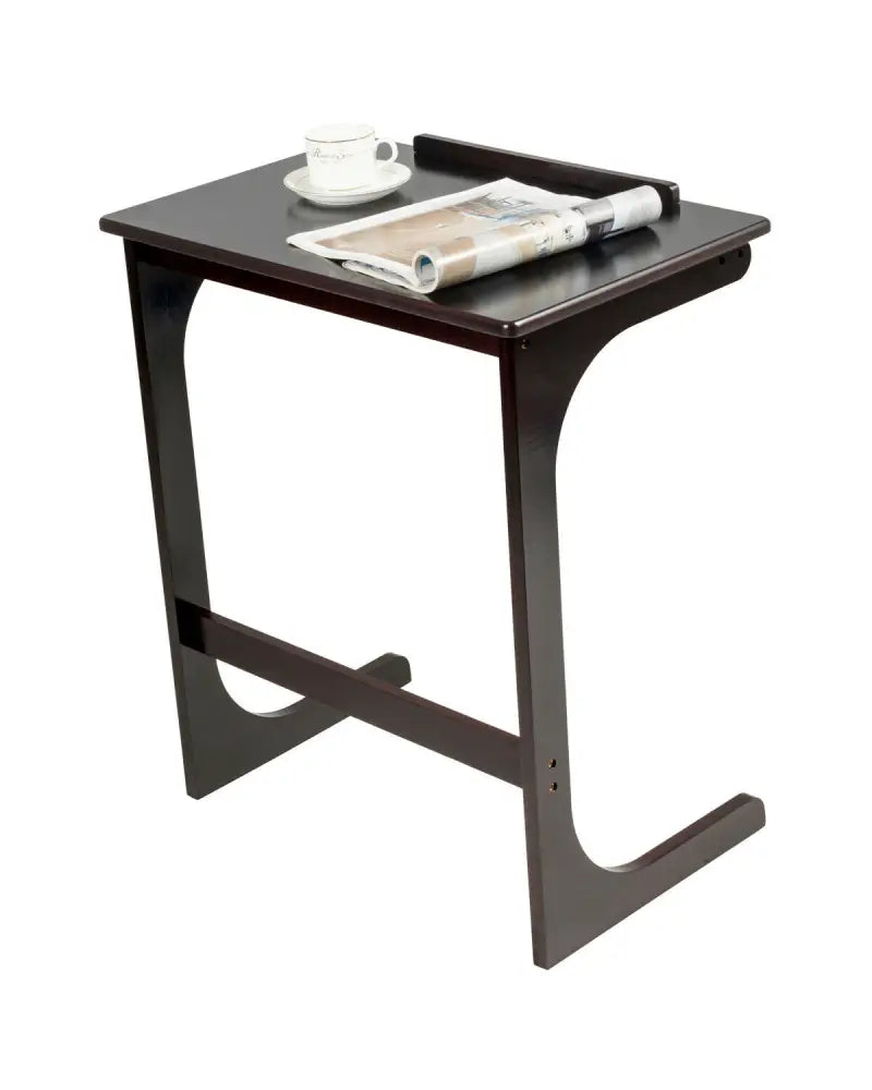 Adjustable C-Shape Couch End Table wth Tilting Top-Brown - Brown - End & Side Tables