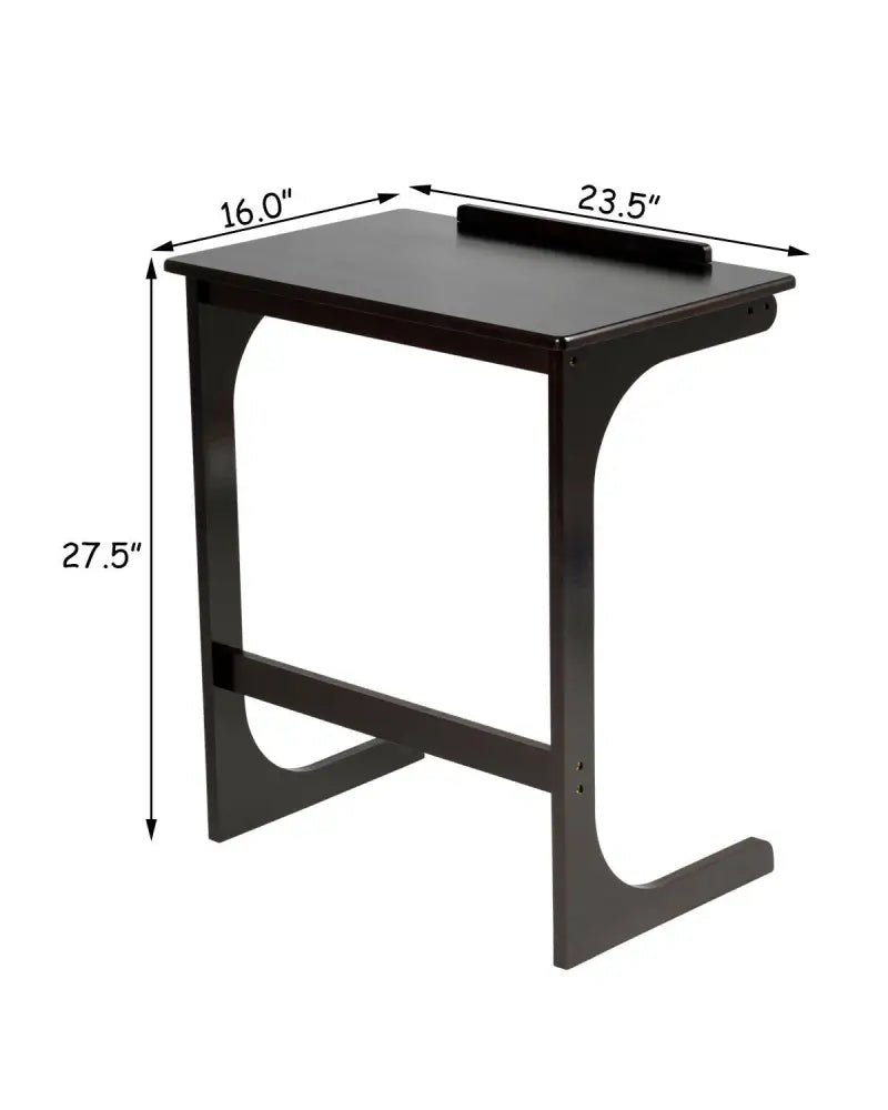 Adjustable C-Shape Couch End Table wth Tilting Top-Brown - Brown - End & Side Tables