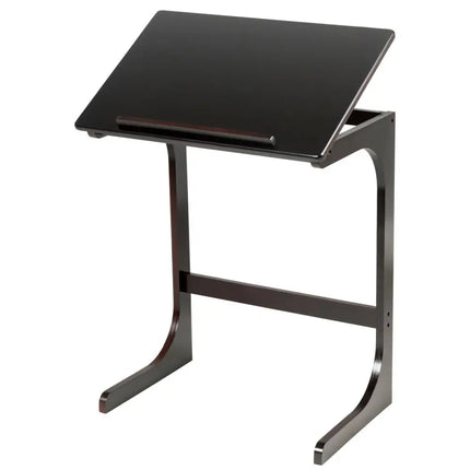Adjustable C-Shape Couch End Table wth Tilting Top-Brown - Brown - End & Side Tables