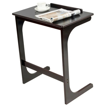 Adjustable C-Shape Couch End Table wth Tilting Top-Brown - Brown - End & Side Tables