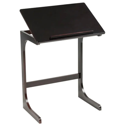 Adjustable C-Shape Couch End Table wth Tilting Top-Brown - Brown - End & Side Tables