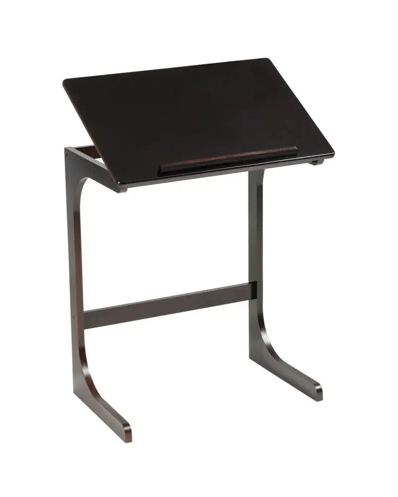 Adjustable C-Shape Couch End Table wth Tilting Top-Brown - Brown - End & Side Tables